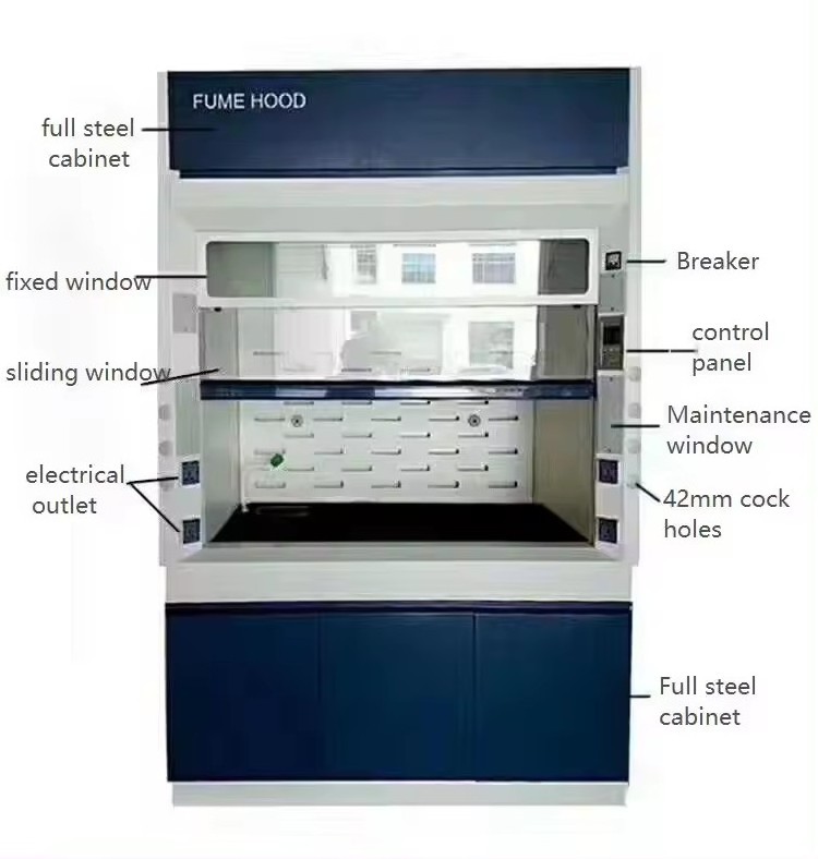 Lab 1800mm OEM Fume Cupboard All Steel Gas Extractor Ductless Fume Hood for Chemistry