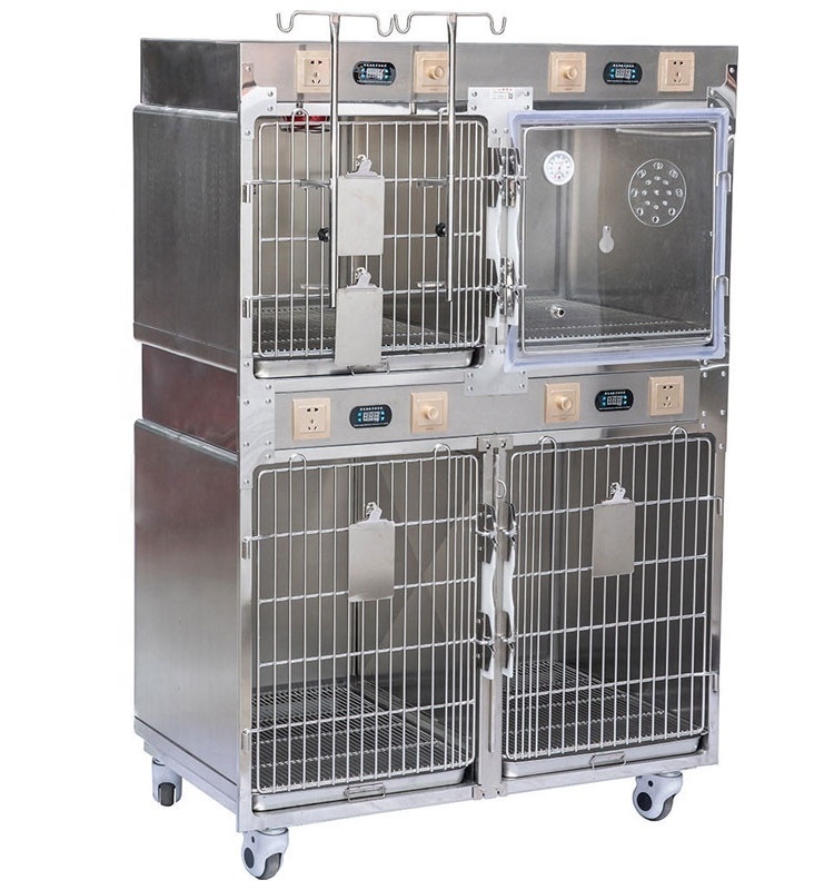 China made Veterinary equipment medical therapy cage ICU oxygen animal pet dog cat 304stainless steel ICU oxygen Veterinary cage