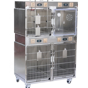 China made Veterinary equipment medical therapy cage ICU oxygen animal pet dog cat 304stainless steel ICU oxygen Veterinary cage