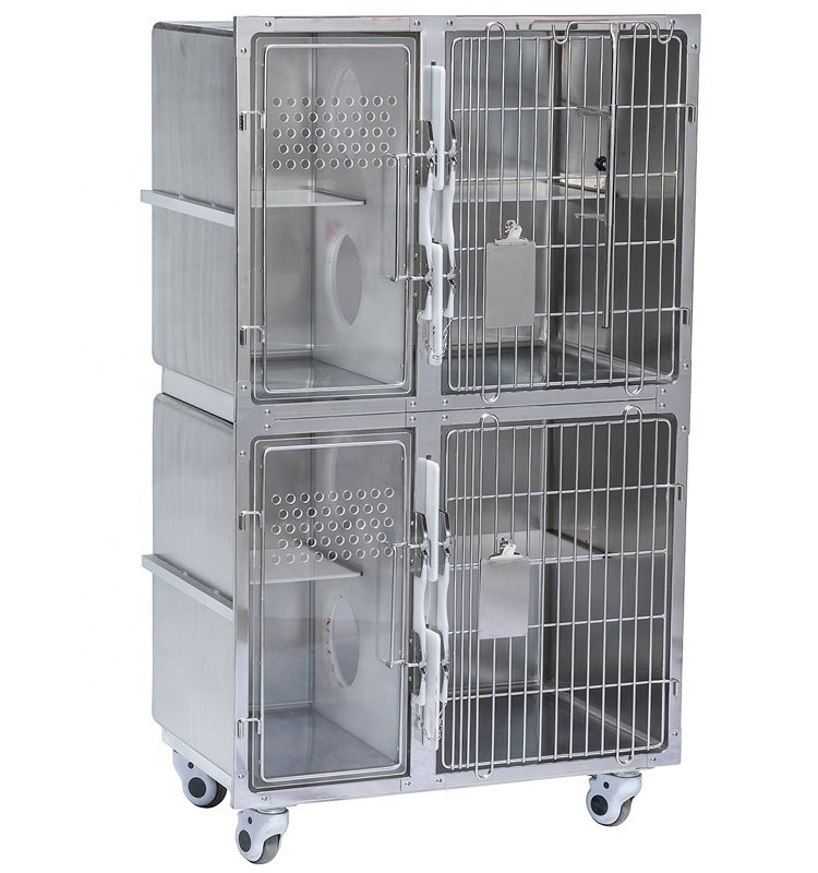 China made Veterinary equipment medical therapy cage ICU oxygen animal pet dog cat 304stainless steel ICU oxygen Veterinary cage