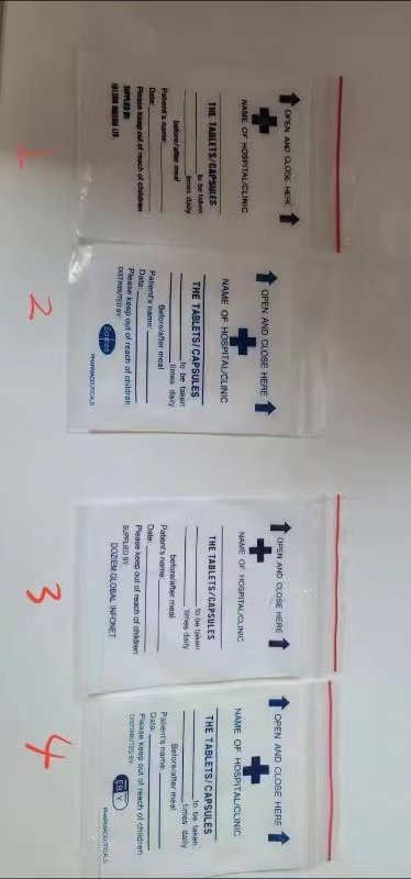 Medicine small packaging pouch medical grade plastic drug dispensing ziplock airtight pill bags