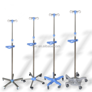 factory price portable foldable 5 legs Height adjustable Mobile Stainless Steel Infusion pole iv drip stand for hospital bed