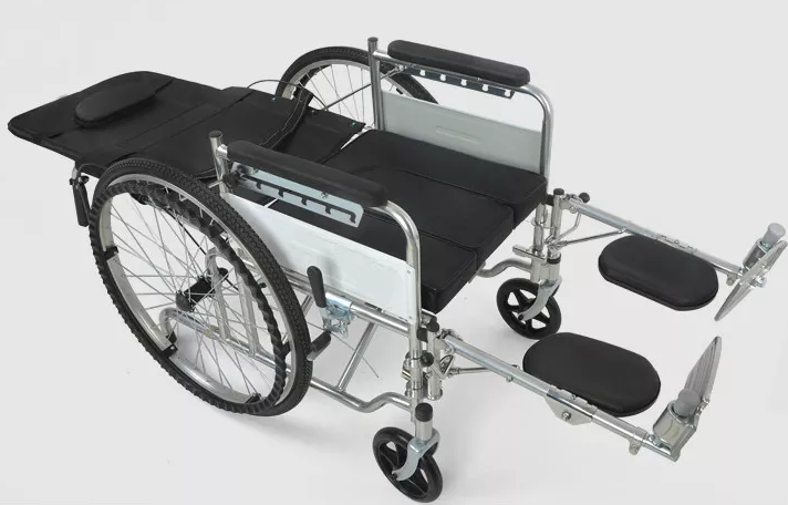 Foldable manual aluminum alloy frame full lying hydraulic handrail wheelchair with toilet buck