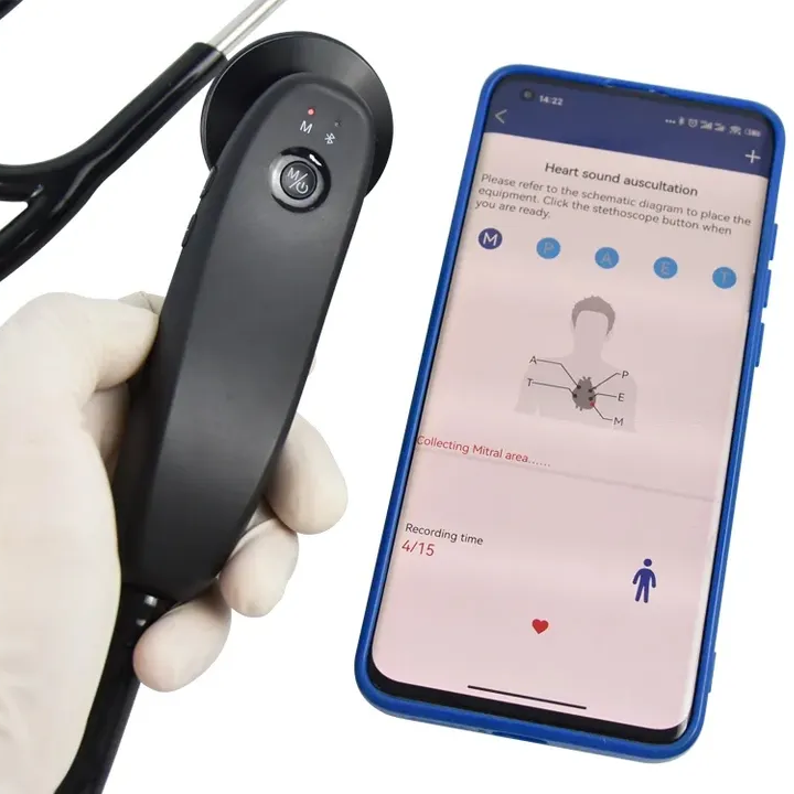 portable electronic digital intelligent Bluetooth wireless stethoscope with software for hospital and home use