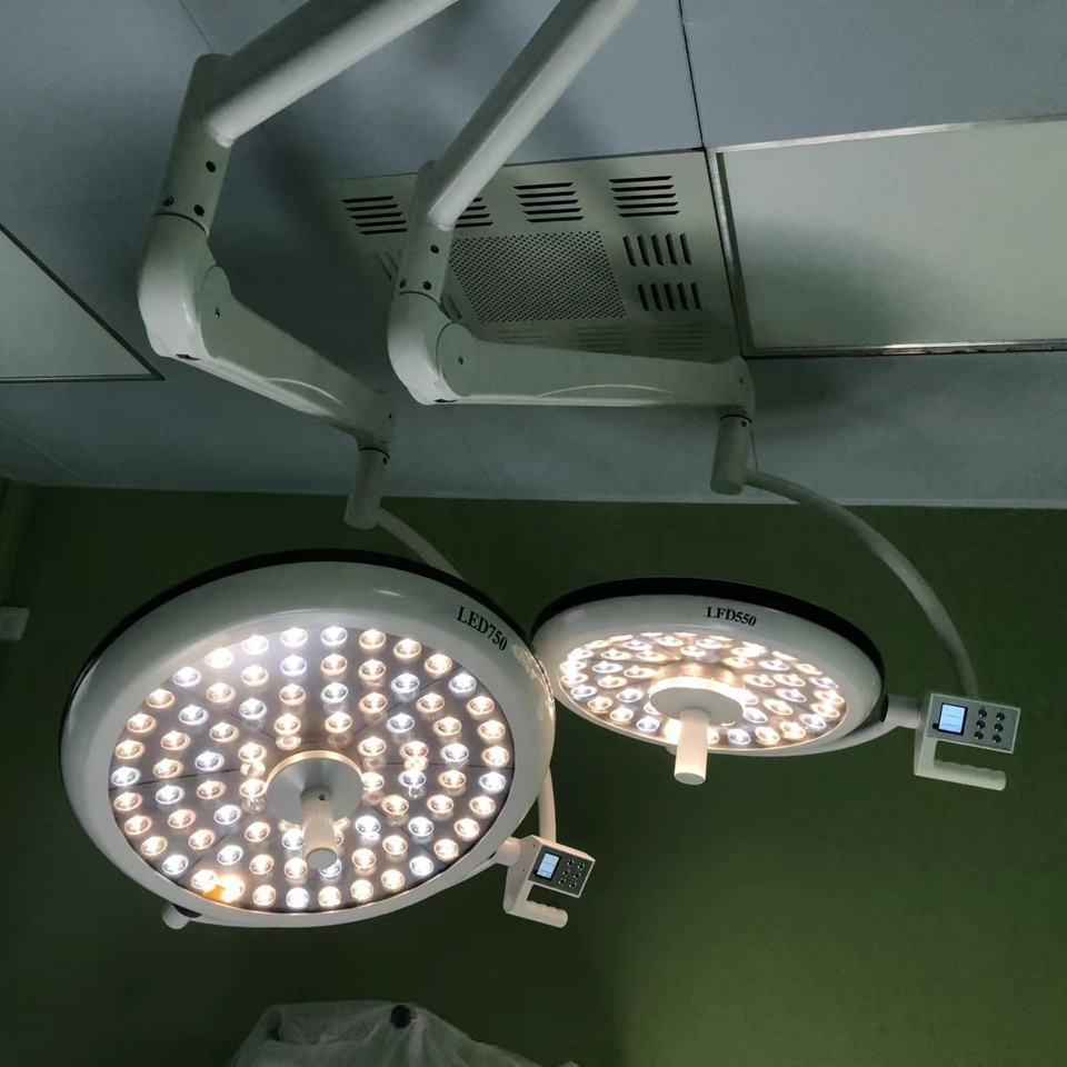 factory cheap price medical 700/700 700/500 Ceiling Double Dome Shadowless Operating Lamps LED Surgical Light theatre lamp