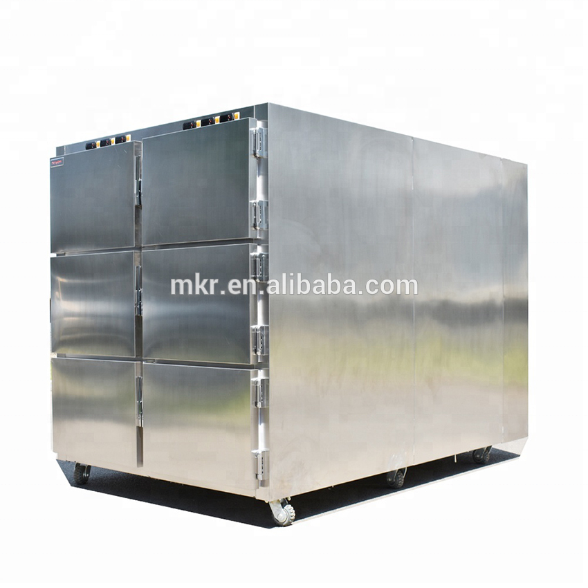 Hospital stainless steel Morgue freezer 6 corpse cold storage chamber Dead Body freezer morgue mortuary refrigerator with door