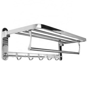 Bath fittings 304 stainless steel folding towel shelf bathroom modern wall mounted towel racks with hook