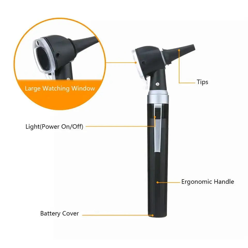 Portable LED Bulb Medical Auriscope Endoscope ENT Ear Care Diagnostic Clinical Hospital Device Otoscope Set