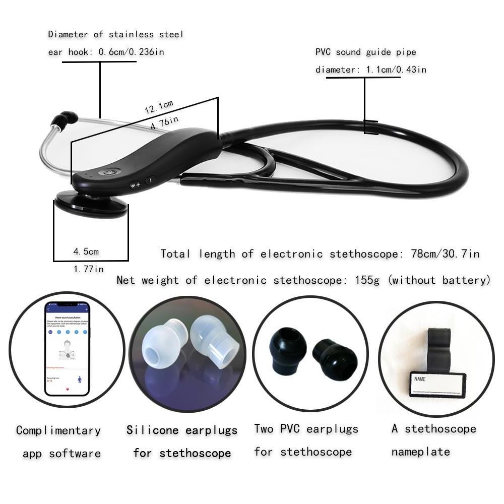 portable electronic digital intelligent Bluetooth wireless stethoscope with software for hospital and home use