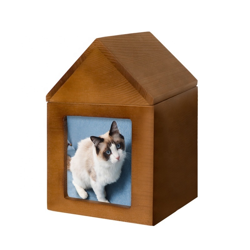 Customizable Wood Pet cremation urns Cat house Pet Caskets sustenance feelings customization Cat Dog Wooden Pet Funerary urns