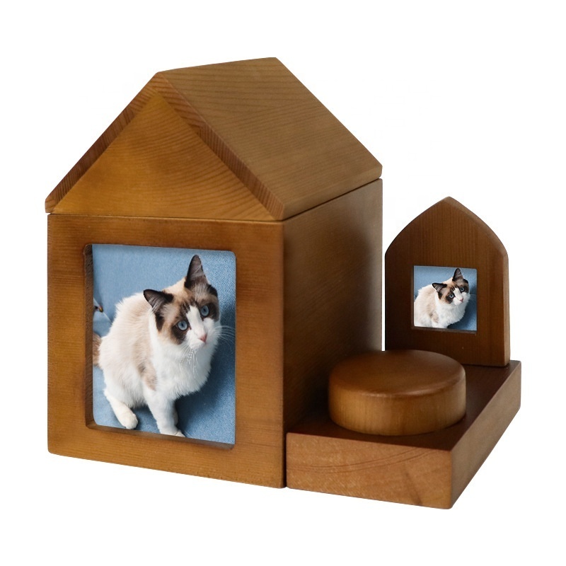 Customizable Wood Pet cremation urns Cat house Pet Caskets sustenance feelings customization Cat Dog Wooden Pet Funerary urns