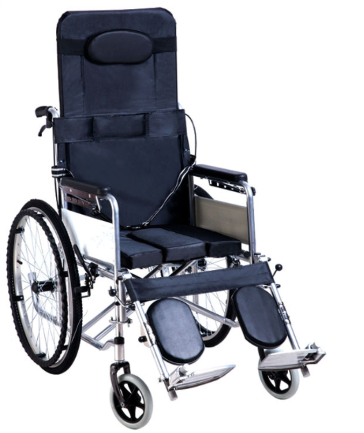 Foldable manual aluminum alloy frame full lying hydraulic handrail wheelchair with toilet buck