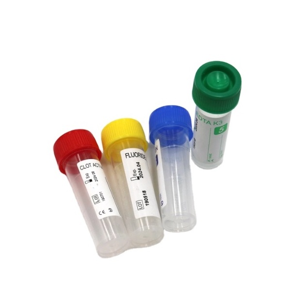 Medical different colors caps disposable consumables 5ml non vacuum EDTA tube