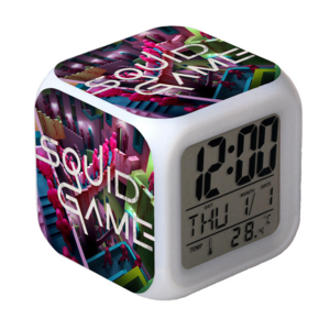 Sublimation blank Night Glowing Cube 7 Colors Clock LED Change LCD for Bedroom