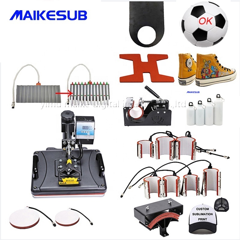 MAIKESUB combo heat press machines 15 in 1 mug T Shirt Printing machine for hat pen football shoe mug volley