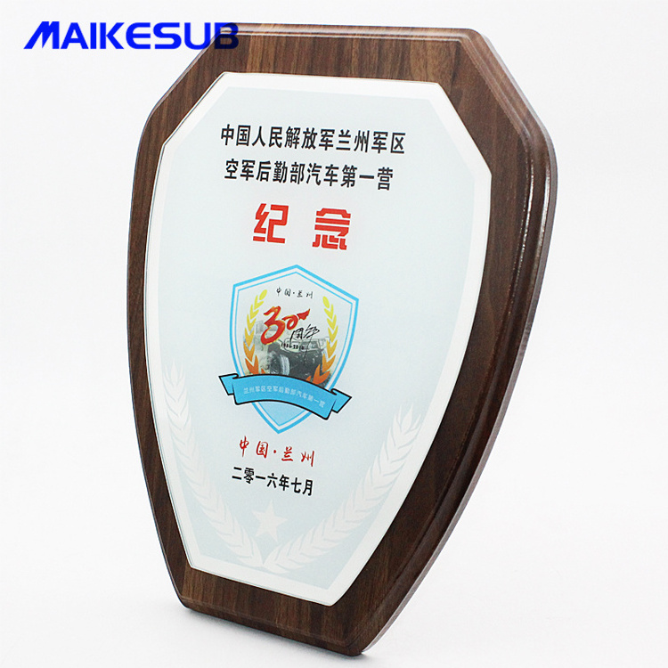 Wholesale Custom Blank Metal Award Trophy Wooden Shield Plaques Blank Wooden Shield wood plaques sublimation awards plaques