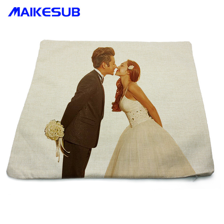 Square shape cotton and linen material waterproof sublimation blank pillow cover and heat transfer pillow case for print picture