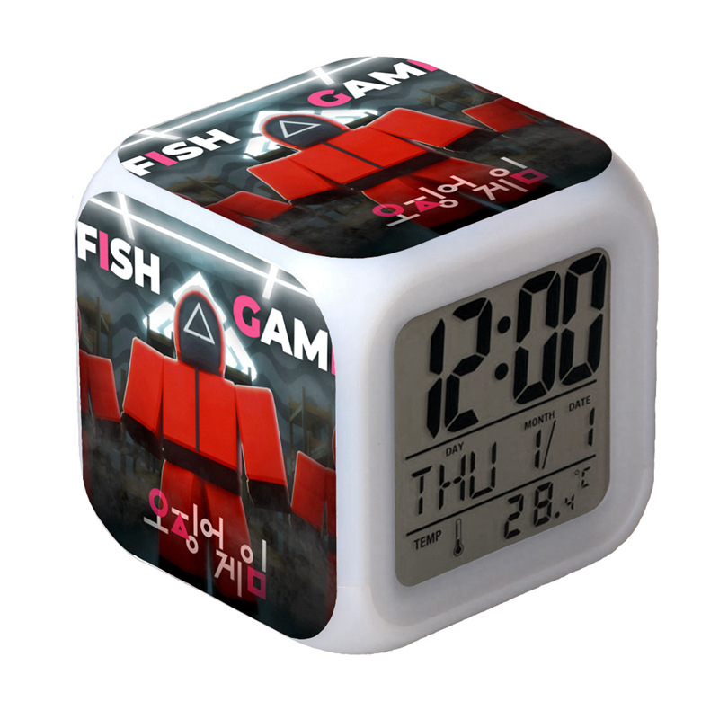 Sublimation blank Night Glowing Cube 7 Colors Clock LED Change LCD for Bedroom