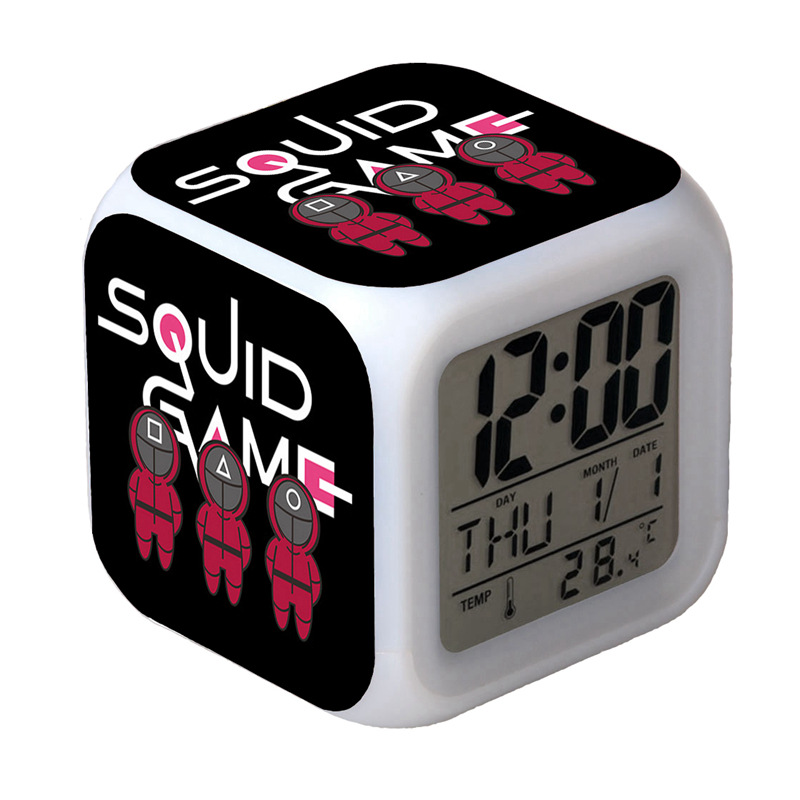 Sublimation blank Night Glowing Cube 7 Colors Clock LED Change LCD for Bedroom