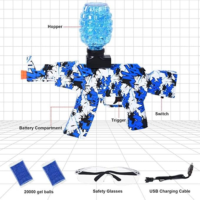 Free Shipping Overseas Warehouse Gel Ball Blaster Splatter Electric Toy Gun AKM-47 with 20000 Water Beads for Wholesale