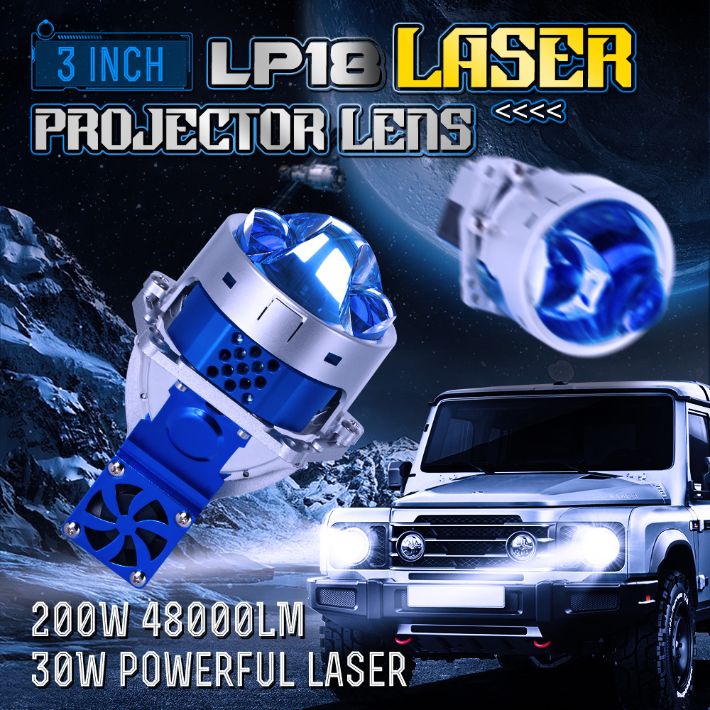 2023 XENPLUS New Design  LP18  brightest bi LED Laser  Projector Lens With Dual  Laser Tube  Blue Lens Car Lights Accessories