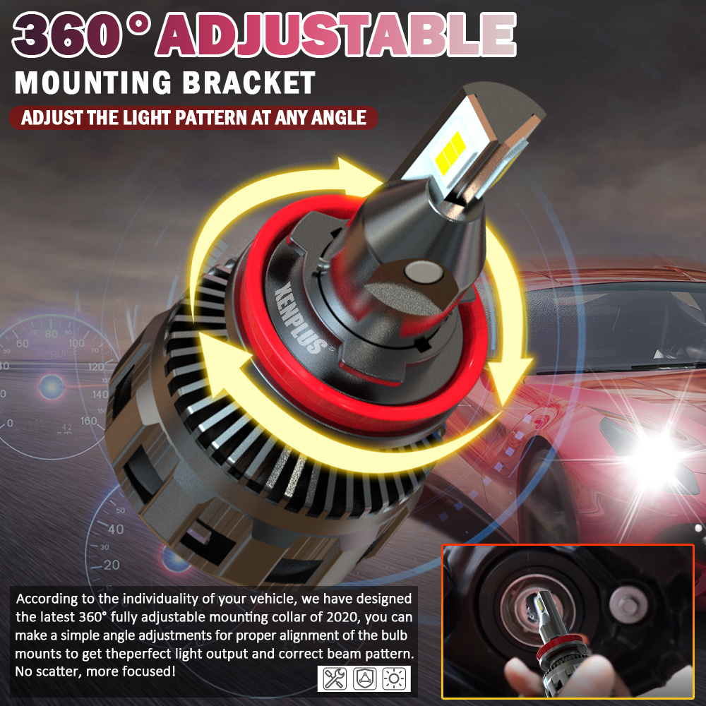 New P2 80W 20000lm 6500K 3570 Chip 9005 9005 9012 h7 h11 led single beam fog light Motorcycle light car led headlight bulbs