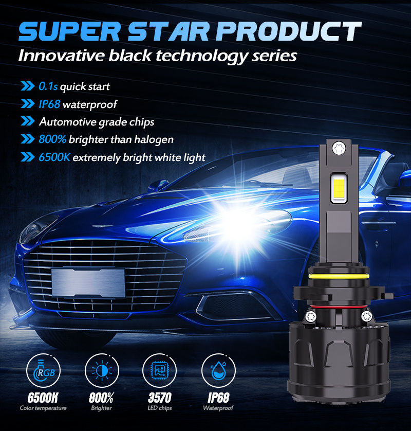 XENPLUS CA4 180W 45000LM 6500K H1 H4 H7 H11 9005 9006 9012 Super Bright H11 LED Headlight Bulb