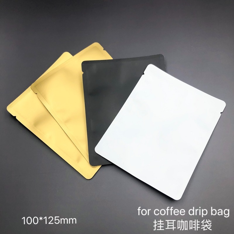 Wholesale Disposable Drip Coffee Bag Flat Heat Seal White Silver Gold Black Aluminum Foil Bag In Stock