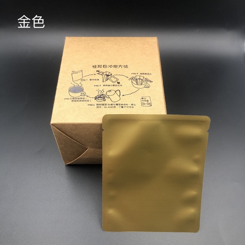 Wholesale Disposable Drip Coffee Bag Flat Heat Seal White Silver Gold Black Aluminum Foil Bag In Stock