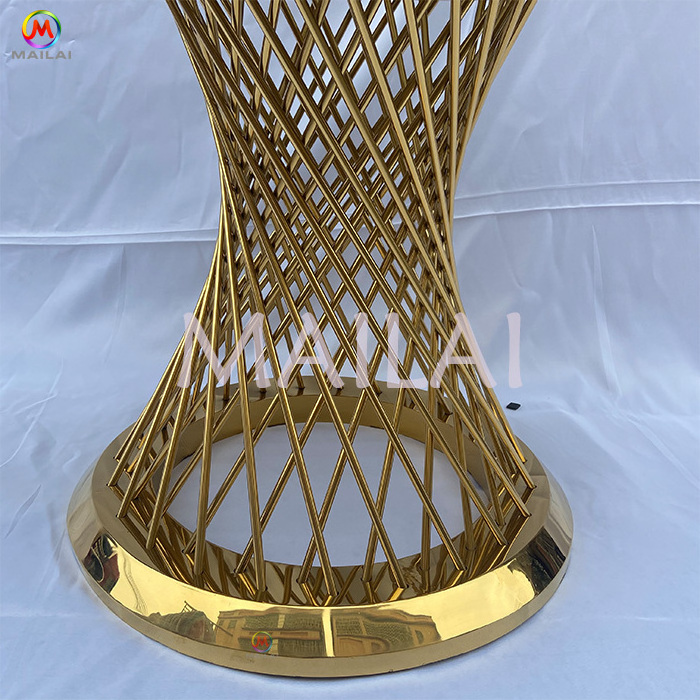 New design cake table wedding furniture golden stainless steel bridal table for wedding dining table