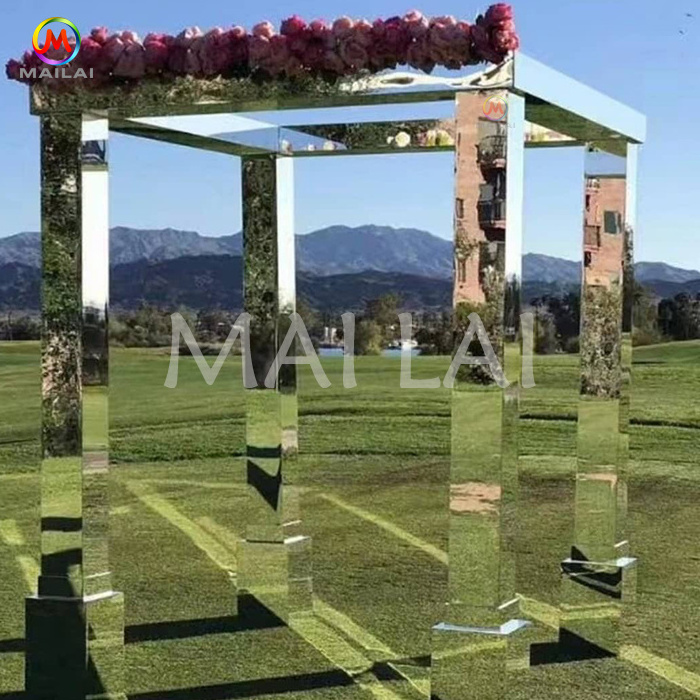 New Design Acrylic Mirror Mandap Wedding Arch Gazebo For Wedding Hall Outdoor Decoration