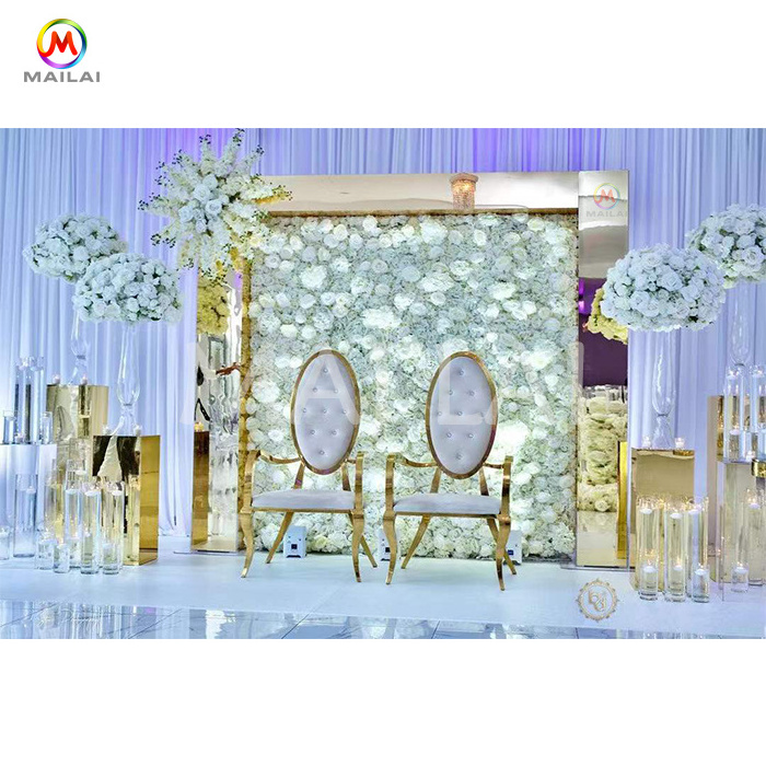 Gold Stainless Steel Arch Wedding Backdrop With Swing