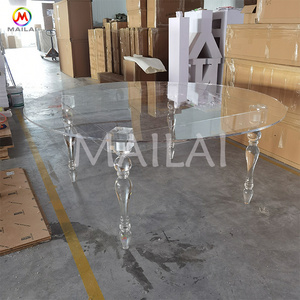 Mailai factory wholesale clear ghost wedding furniture round table acrylic dining table for event