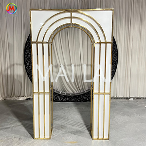 Party furniture white acrylic arch gold stainless steel wedding balloon backdrop set