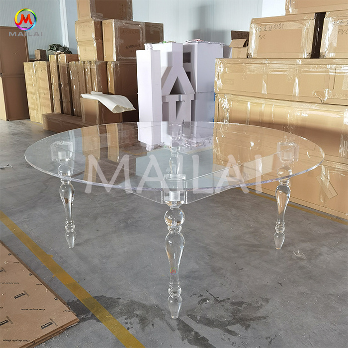 Mailai factory wholesale clear ghost wedding furniture round table acrylic dining table for event