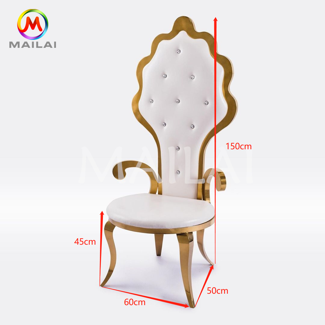 High Quality Hotel Wedding Furniture Chair Stainless Steel Wedding Throne King Chair