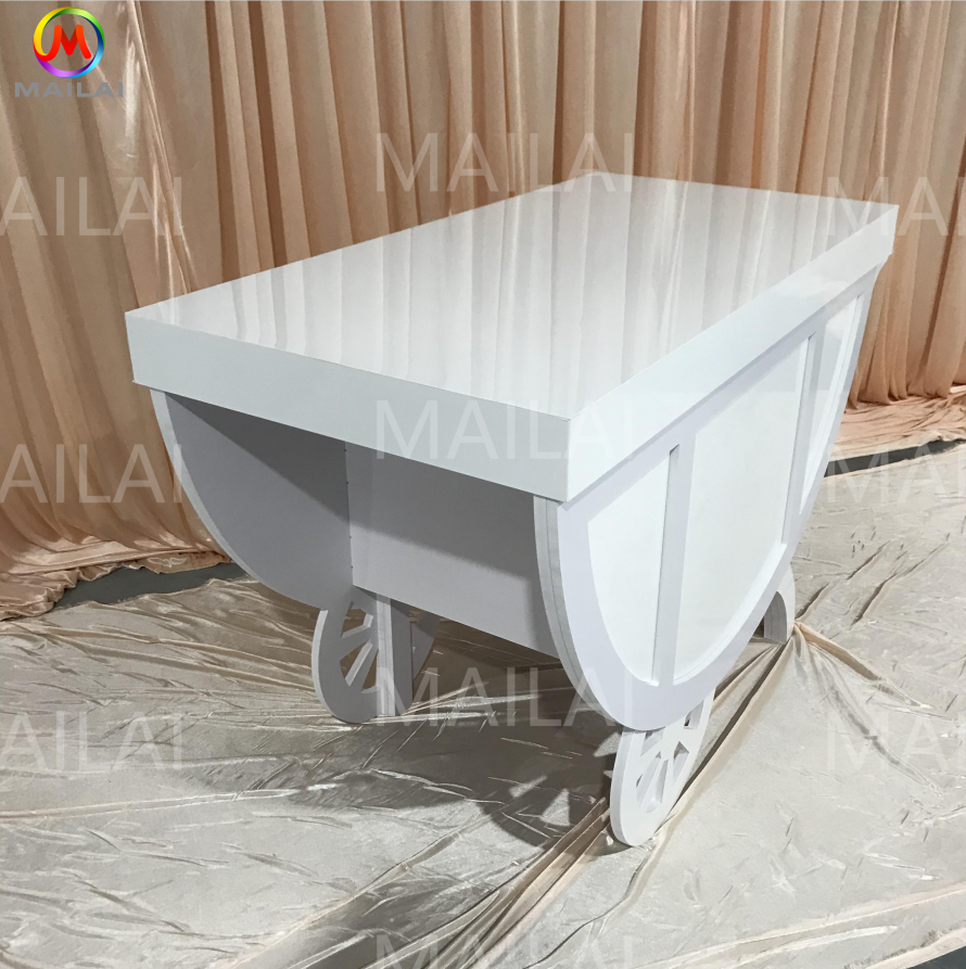 Wedding Decorations White Wood Candy Display Cart Trolley Candy Cart With Wheels