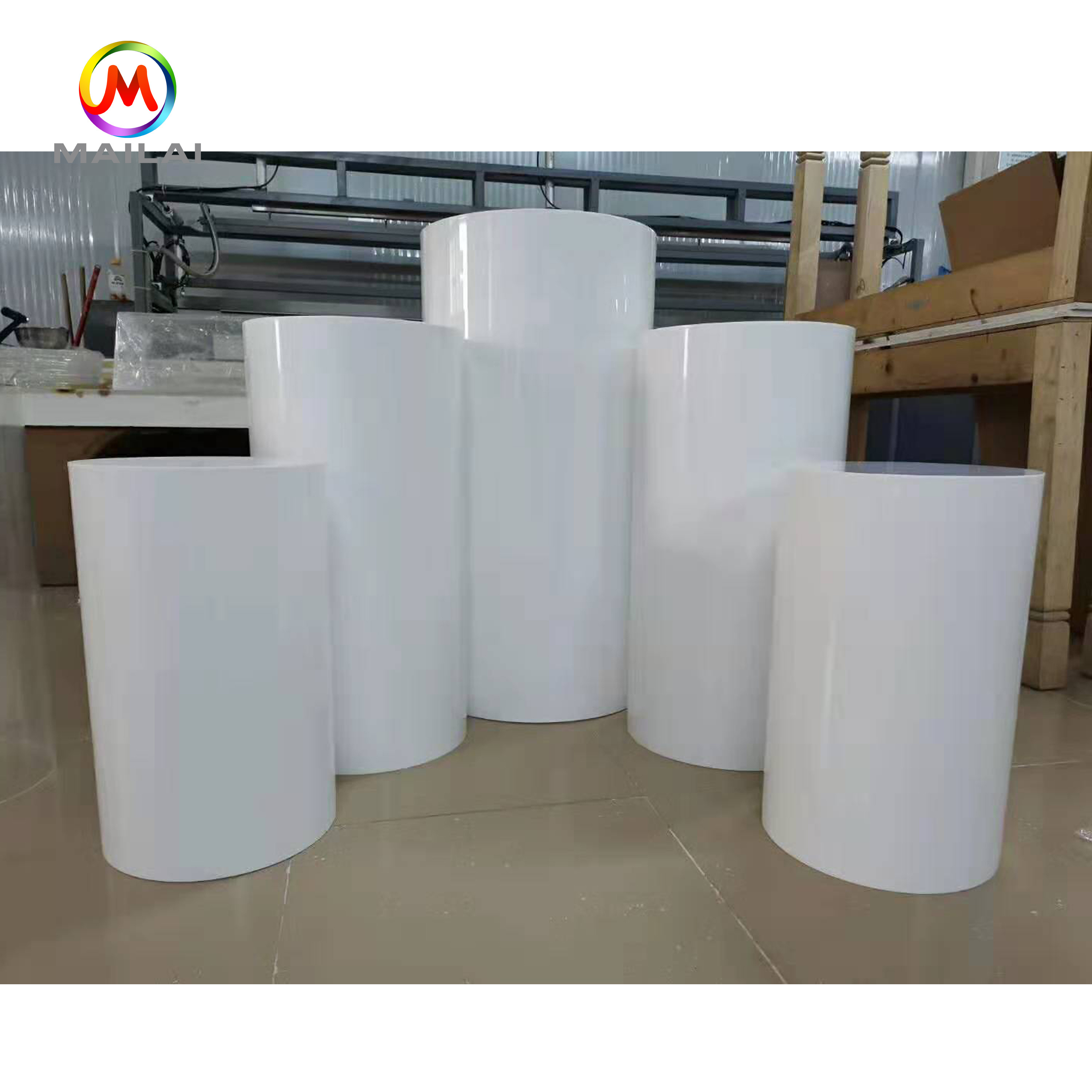 Wholesale Large Acrylic Round Cylinder Plinth white acrylic display plinth for Wedding Decoration