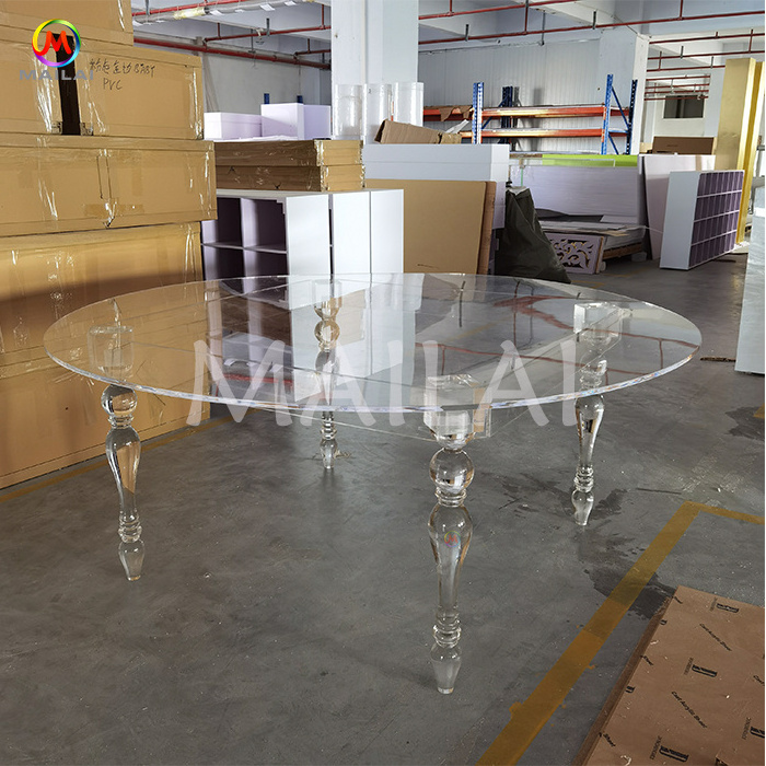 Mailai factory wholesale clear ghost wedding furniture round table acrylic dining table for event