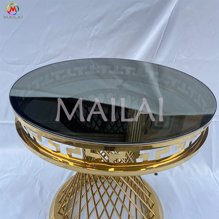 New design cake table wedding furniture golden stainless steel bridal table for wedding dining table