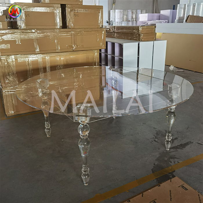 Mailai factory wholesale clear ghost wedding furniture round table acrylic dining table for event