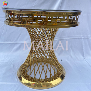 New design cake table wedding furniture golden stainless steel bridal table for wedding dining table