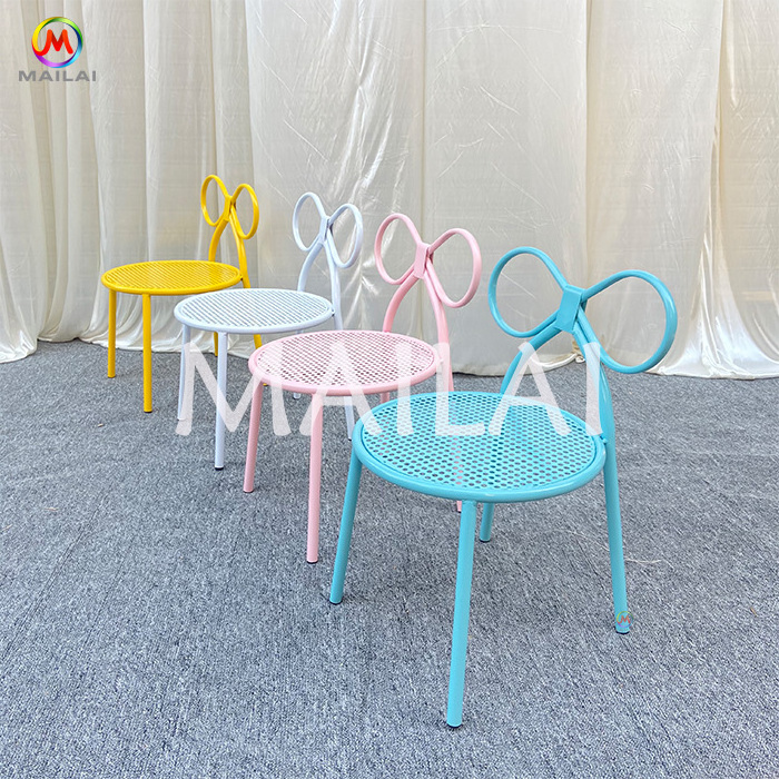 Hot sale bow shape children's chair iron stackable chair for kids party