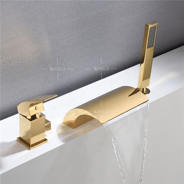 Antique  golden luxury bathroom brass bathtub faucet shower faucet with hand shower