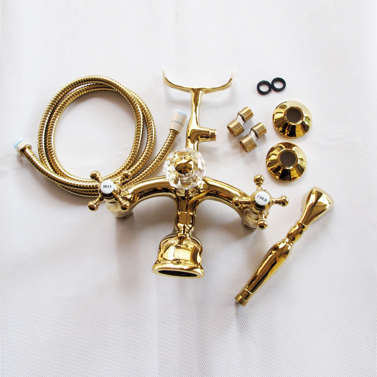 New Golden Wall Mounted Bathtub Shower Faucet Telephone Style Shower Bath Mixer Taps Top Selling