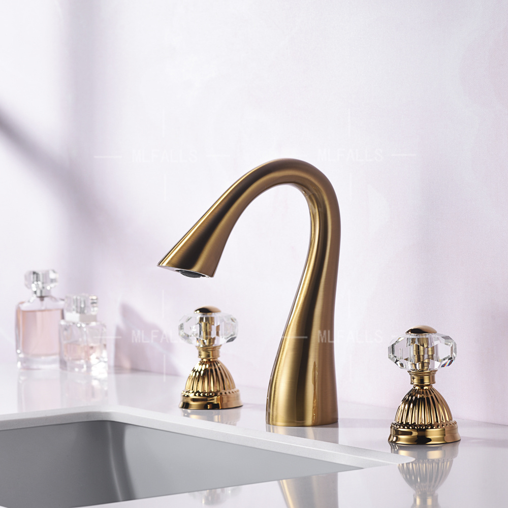 Factory Supply Low Price Stainless Steel basin Golden Crystal Basin Faucet