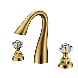 Factory Supply Low Price Stainless Steel basin Golden Crystal Basin Faucet