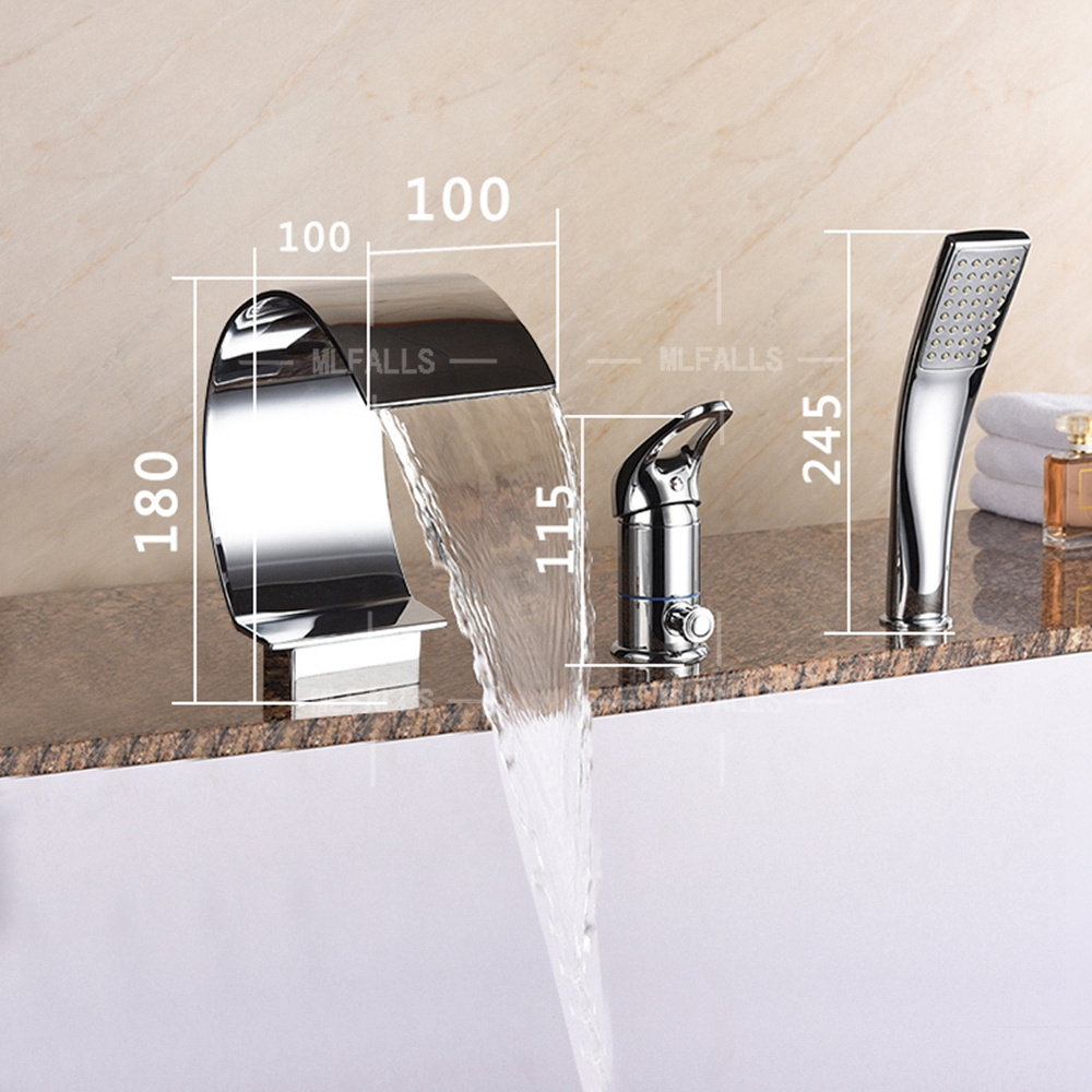 Hot Sale Modern Bathtub Mounted Brass Waterfall Bath Faucet Bath Shower Faucets