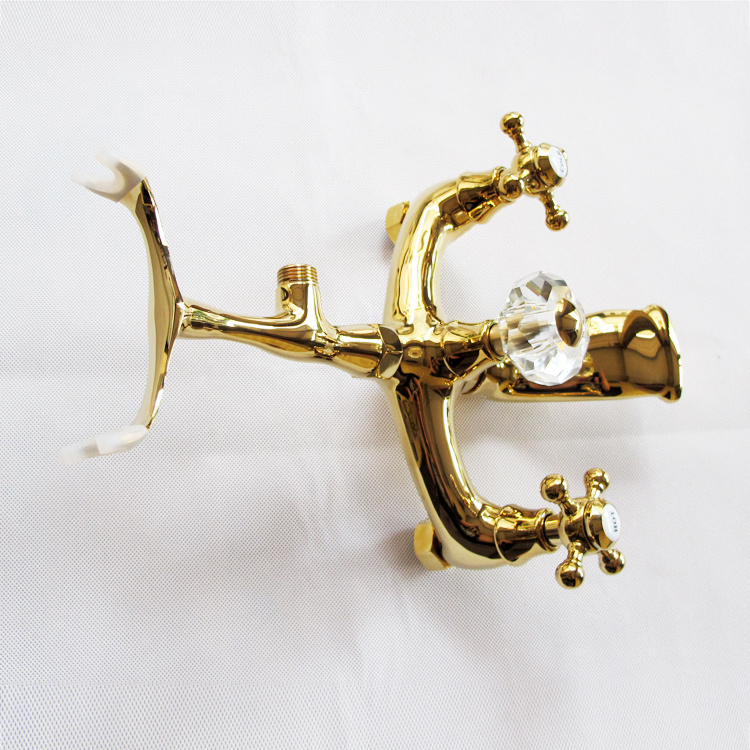 New Golden Wall Mounted Bathtub Shower Faucet Telephone Style Shower Bath Mixer Taps Top Selling