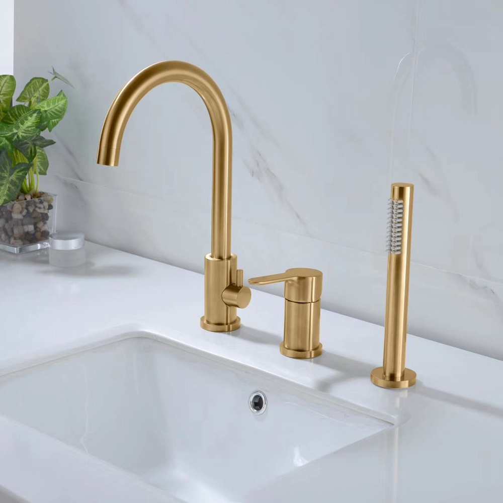 Classic design brushed gold single handle bath tub faucet shower set faucet